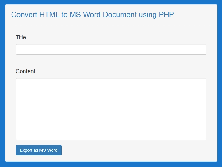 Convert HTML to MS Word Document using PHP