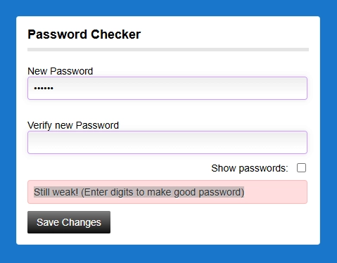 Password Strength Checker using Jquery