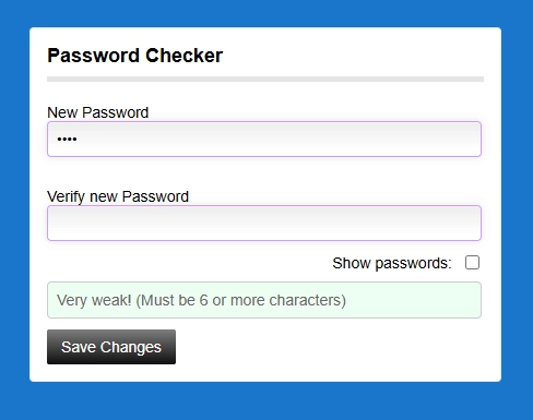 Password Strength Checker using Jquery