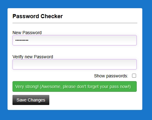 Password Strength Checker using Jquery