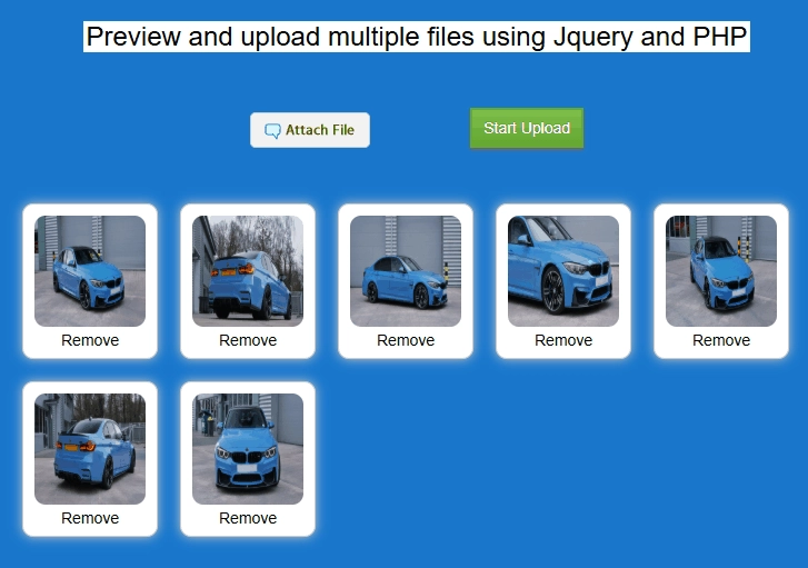 Preview and upload multiple files using ajax and PHP
