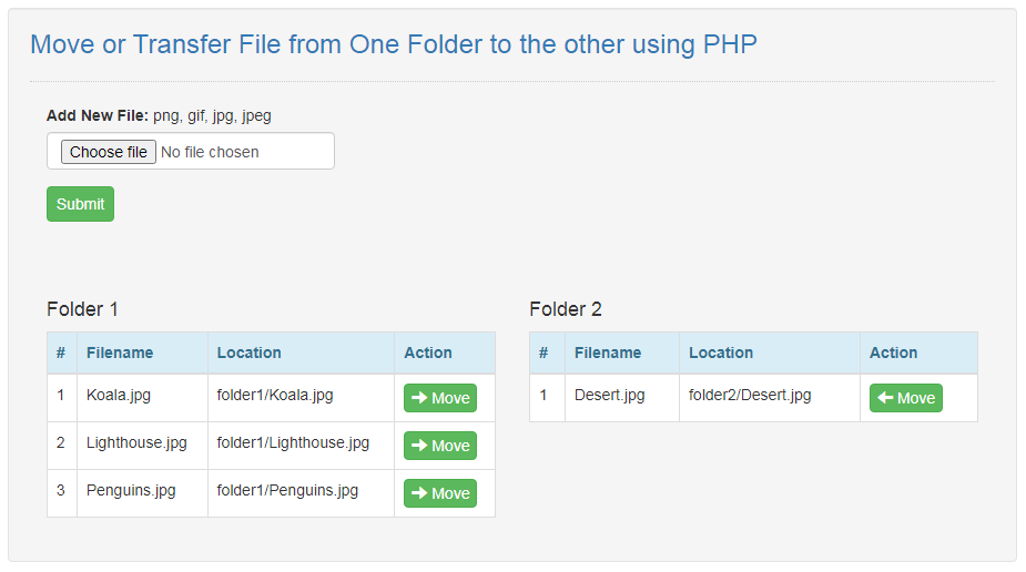 Move File from One Folder to the other using PHP